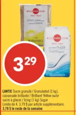 Pharmaprix LANTIC Granulated (2 kg), Brilliant Yellow or Icing (1 kg) Sugar offer