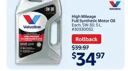 Walmart Valvoline High Mileage Full Synthetic Motor Oil offer