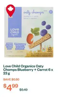 Voilà Love Child Organics Oaty Chomps Blueberry + Carrot 6 x 23 g offer