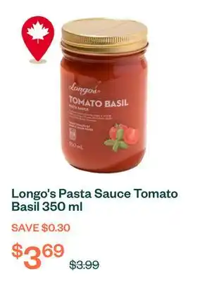 Voilà Longo's Pasta Sauce Tomato Basil 350 ml offer