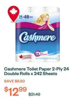 Voilà Cashmere Toilet Paper 2-Ply 24 Double Rolls x 242 Sheets offer