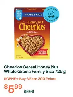 Voilà Cheerios Cereal Honey Nut Whole Grains Family Size 725 g offer