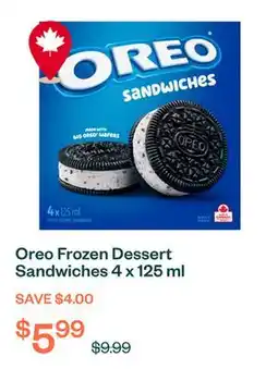 Voilà Oreo Frozen Dessert Sandwiches 4 x 125 ml offer