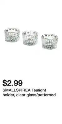 IKEA SMÄLLSPIREA Tealight holder, clear glass/patterned offer