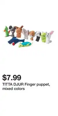 IKEA TITTA DJUR Finger puppet, mixed colors offer