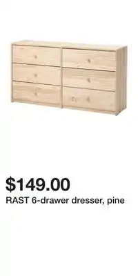 IKEA RAST 6-drawer dresser, pine offer