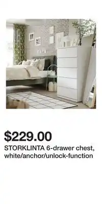 IKEA STORKLINTA 6-drawer chest, white/anchor/unlock-function offer