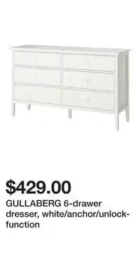 IKEA GULLABERG 6-drawer dresser, white/anchor/unlock-function offer