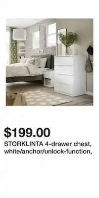 IKEA STORKLINTA 4-drawer chest, white/anchor/unlock-function offer