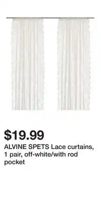 IKEA ALVINE SPETS Lace curtains, 1 pair, off-white/with rod pocket offer