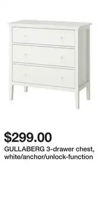 IKEA GULLABERG 3-drawer chest, white/anchor/unlock-function offer