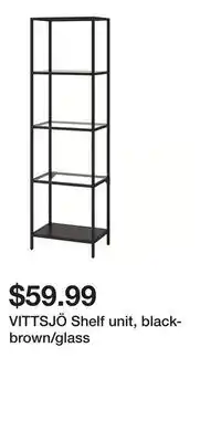 IKEA VITTSJÖ Shelf unit, black-brown/glass offer