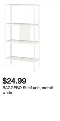 IKEA BAGGEBO Shelf unit, metal/white offer