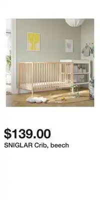 IKEA SNIGLAR Crib, beech offer