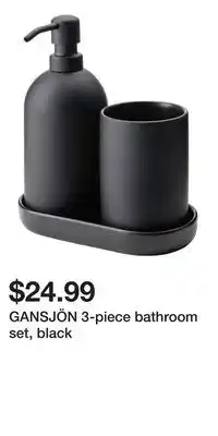 IKEA GANSJÖN 3-piece bathroom set, black offer