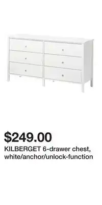 IKEA KILBERGET 6-drawer chest, white/anchor/unlock-function offer