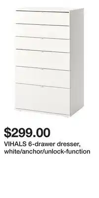 IKEA VIHALS 6-drawer dresser, white/anchor/unlock-function offer
