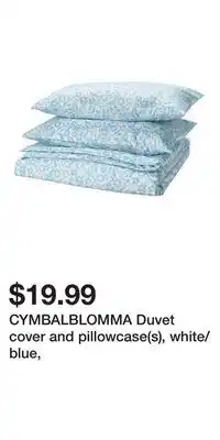 IKEA CYMBALBLOMMA Duvet cover and pillowcase(s), white/blue offer