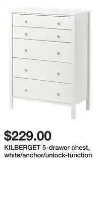 IKEA KILBERGET 5-drawer chest, white/anchor/unlock-function offer