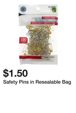 Dollarama Safety Pins in Resealable Bag offer