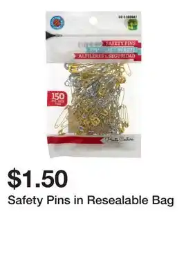 Dollarama Safety Pins in Resealable Bag offer