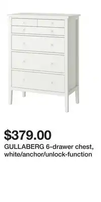 IKEA GULLABERG 6-drawer chest, white/anchor/unlock-function offer