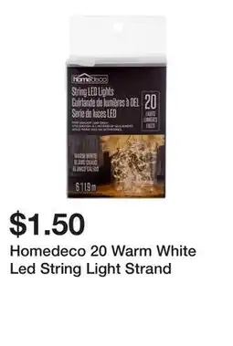 Dollarama Homedeco 20 Warm White Led String Light Strand offer
