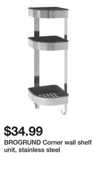 IKEA BROGRUND Corner wall shelf unit, stainless steel offer