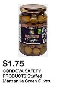 Dollarama CORDOVA SAFETY PRODUCTS Stuffed Manzanilla Green Olives offer
