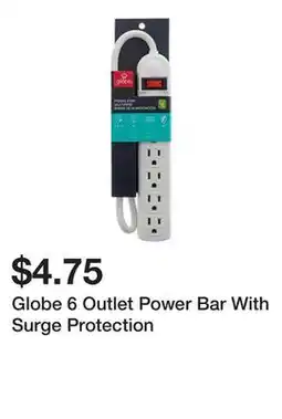 Dollarama Globe 6 Outlet Power Bar With Surge Protection offer
