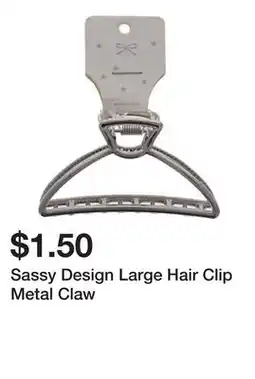 Dollarama Sassy Design Large Hair Clip Metal Claw offer