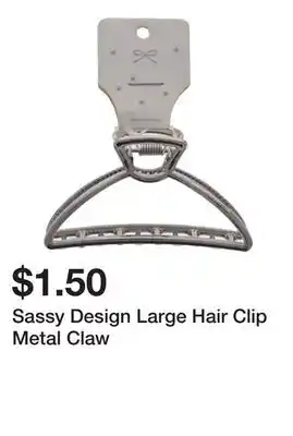 Dollarama Sassy Design Large Hair Clip Metal Claw offer
