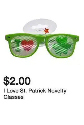 Dollarama I Love St. Patrick Novelty Glasses offer