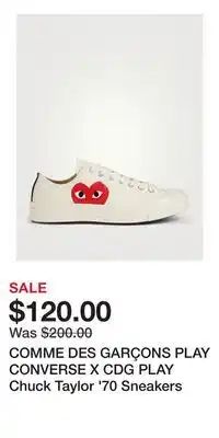Holt Renfrew COMME DES GARÇONS PLAY CONVERSE X CDG PLAY Chuck Taylor '70 Sneakers offer
