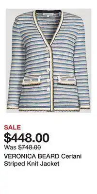Holt Renfrew VERONICA BEARD Ceriani Striped Knit Jacket offer