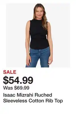 TSC Stores Isaac Mizrahi Ruched Sleeveless Cotton Rib Top offer