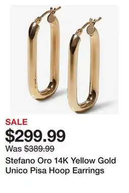 TSC Stores Stefano Oro 14K Yellow Gold Unico Pisa Hoop Earrings offer
