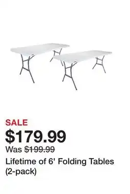 TSC Stores Lifetime of 6' Folding Tables (2-pack) offer