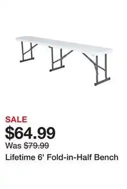 TSC Stores Lifetime 6' Fold-in-Half Bench offer