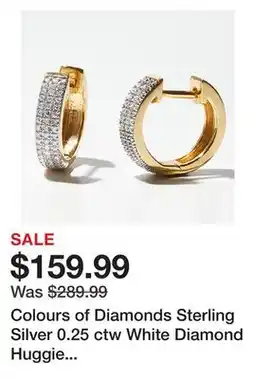 TSC Stores Colours of Diamonds Sterling Silver 0.25 ctw White Diamond Huggie Hoop Earrings offer