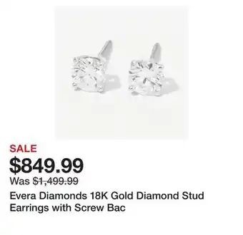 TSC Stores Evera Diamonds 18K Gold Diamond Stud Earrings with Screw Bac offer
