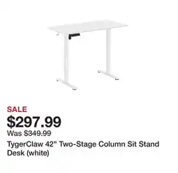 TSC Stores TygerClaw 42 Two-Stage Column Sit Stand Desk (white) offer