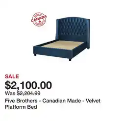 TSC Stores Five Brothers - Canadian Made - Velvet Platform Bed offer