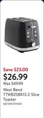 Walmart West Bend TTWB2SBK13 2-Slice Toaster offer