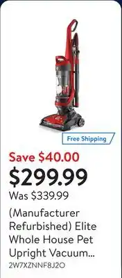 Walmart (Manufacturer Refurbished) Elite Whole House Pet Upright Vacuum Cleaner offer