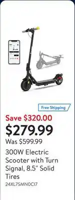 Walmart 300W Electric Scooter with Turn Signal, 8.5 Solid Tires offer
