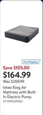 Walmart Intex King Air Mattress with Built-In Electric Pump offer