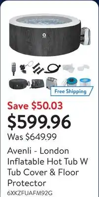 Walmart Avenli - London Inflatable Hot Tub W Tub Cover & Floor Protector offer