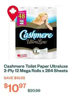 Voilà Cashmere Toilet Paper Ultraluxe 2-Ply 12 Mega Rolls x 264 Sheets offer
