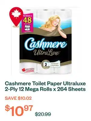 Voilà Cashmere Toilet Paper Ultraluxe 2-Ply 12 Mega Rolls x 264 Sheets offer